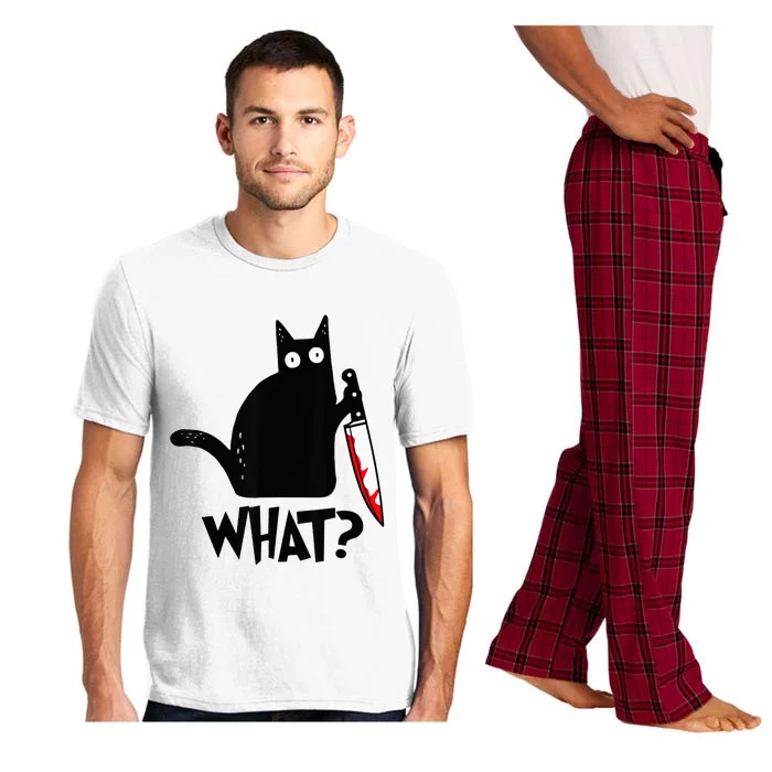 Cat What Funny Black Cat Murderous Cat With Knife Pajama Set