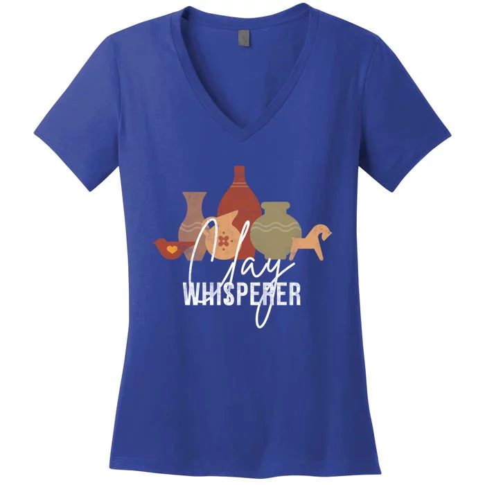 Clay Whisperer Funny Ceramic Artist Sculptor Pottery Meaningful Gift Women's V-Neck T-Shirt