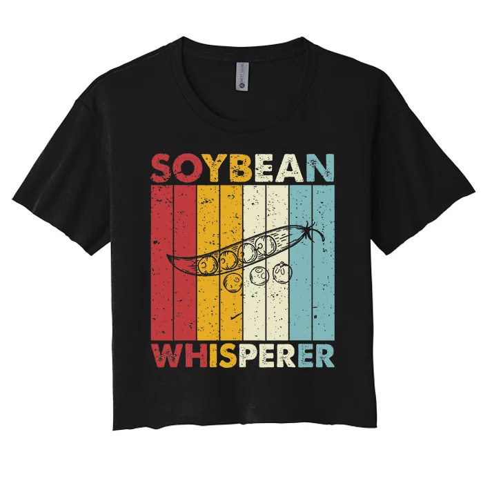 Crops Whisperer Farming Farmer Vintage Soybean Women's Crop Top Tee