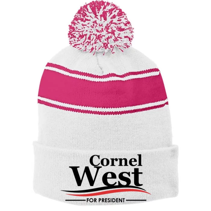 Cornel West For President Cornel West 2024 Stripe Pom Pom Beanie