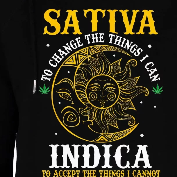 Cannabis Weed Fun Sativa To Change The Things I Can Indica Womens Funnel Neck Pullover Hood