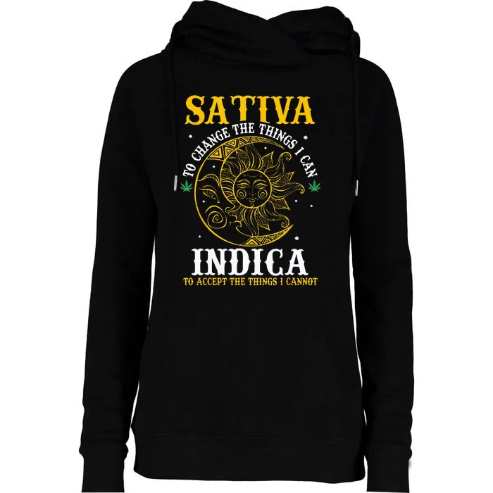 Cannabis Weed Fun Sativa To Change The Things I Can Indica Womens Funnel Neck Pullover Hood