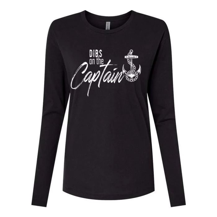 Captain Wife Funny Dibs On The Captain Gift Womens Cotton Relaxed Long Sleeve T-Shirt