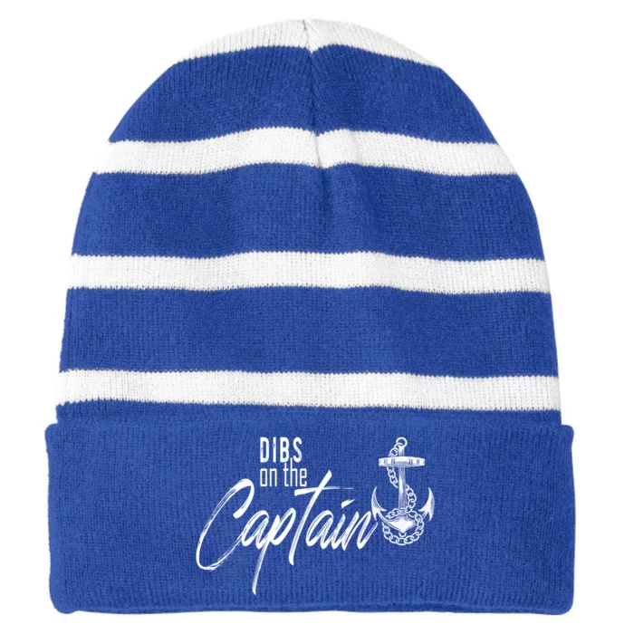 Captain Wife Funny Dibs On The Captain Gift Striped Beanie with Solid Band