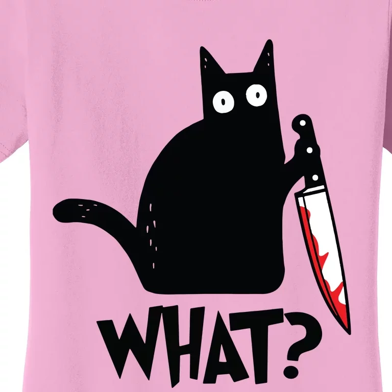 Cat What Funny Black Cat Murderous Cat With Knife Women's T-Shirt