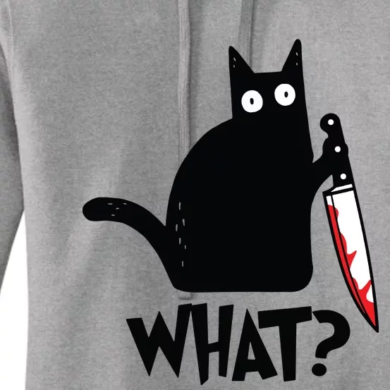 Cat What Funny Black Cat Murderous Cat With Knife Women's Pullover Hoodie