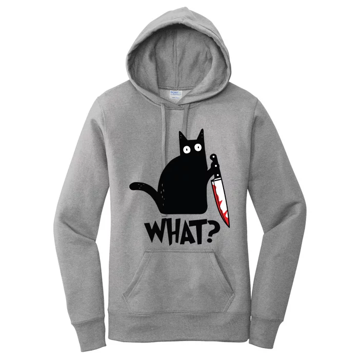 Cat What Funny Black Cat Murderous Cat With Knife Women's Pullover Hoodie