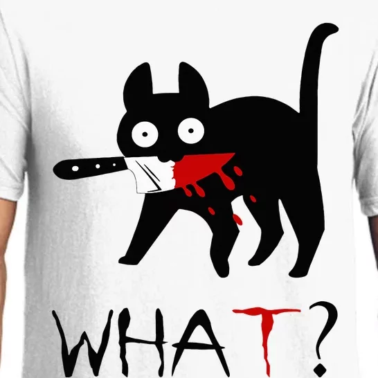 Cat What Funny Black Cat Murderous Cat With Knife Pajama Set