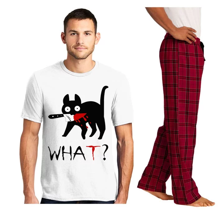 Cat What Funny Black Cat Murderous Cat With Knife Pajama Set