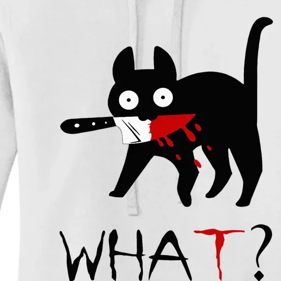 Cat What Funny Black Cat Murderous Cat With Knife Women's Pullover Hoodie