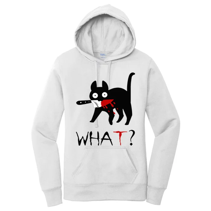 Cat What Funny Black Cat Murderous Cat With Knife Women's Pullover Hoodie