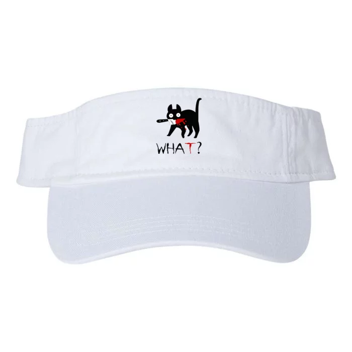 Cat What Funny Black Cat Murderous Cat With Knife Valucap Bio-Washed Visor