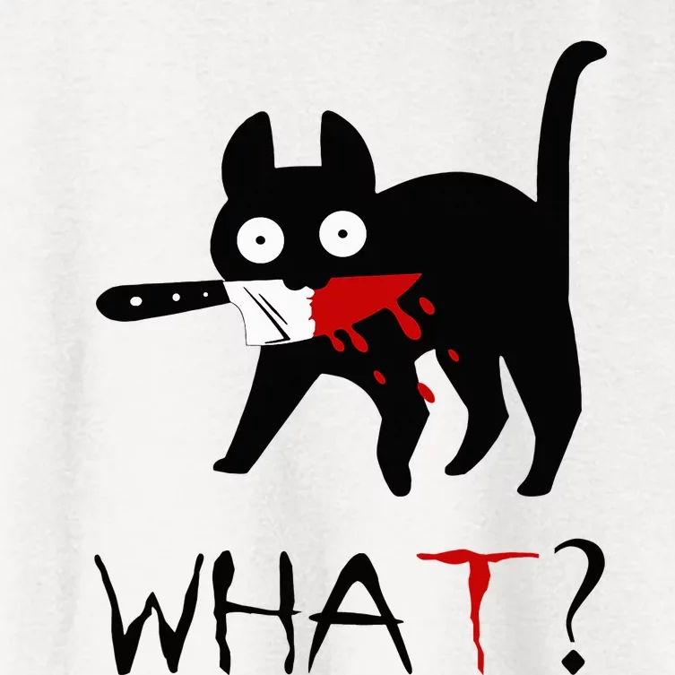 Cat What Funny Black Cat Murderous Cat With Knife Women's Crop Top Tee