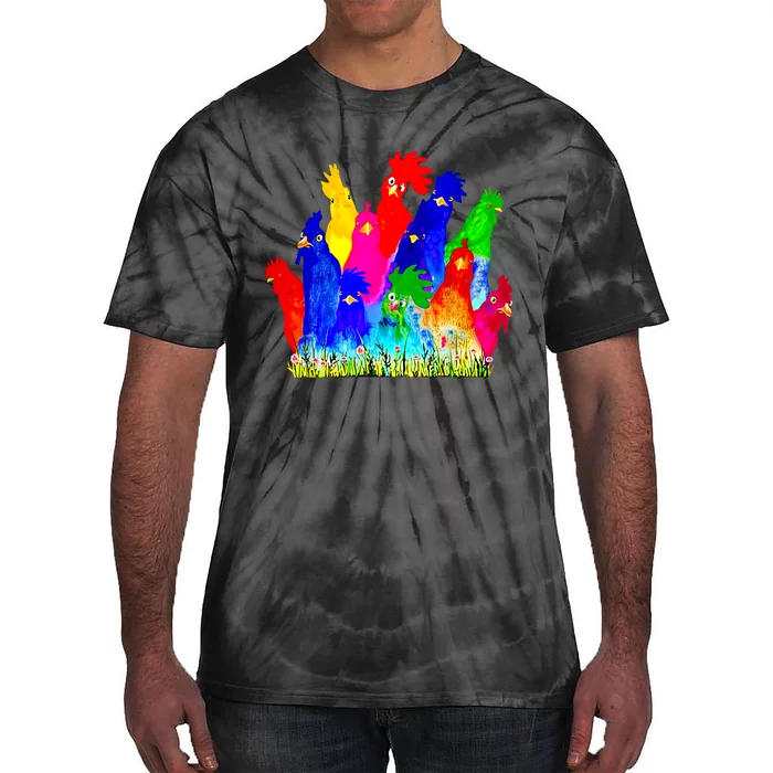 Chicken Watercolor Funny For Men Women Tie-Dye T-Shirt