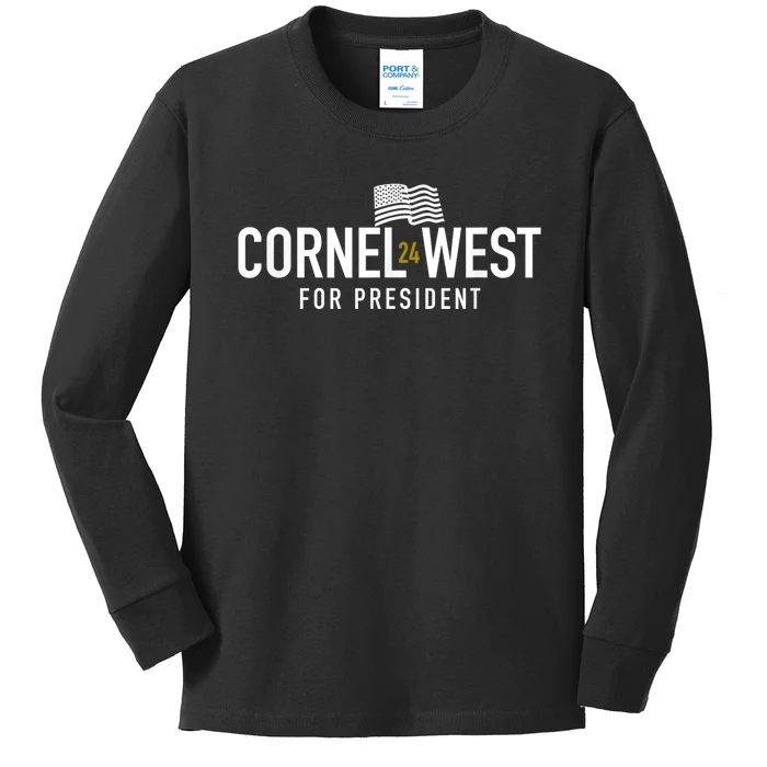 Cornel West For President Cornel West 2024 Kids Long Sleeve Shirt