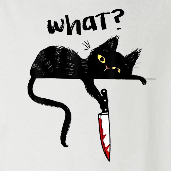 Cat What? Funny Black Cat Shirt, Murderous Cat With Knife Cute Design Toddler Long Sleeve Shirt