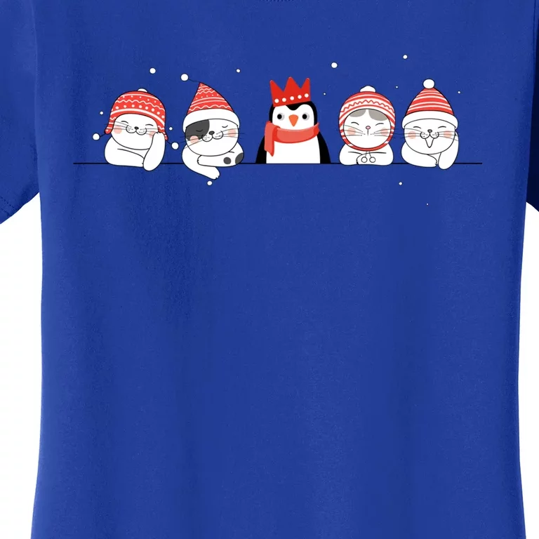 Christmas Winter Festive Penguin Cats Holiday Party Great Gift Women's T-Shirt