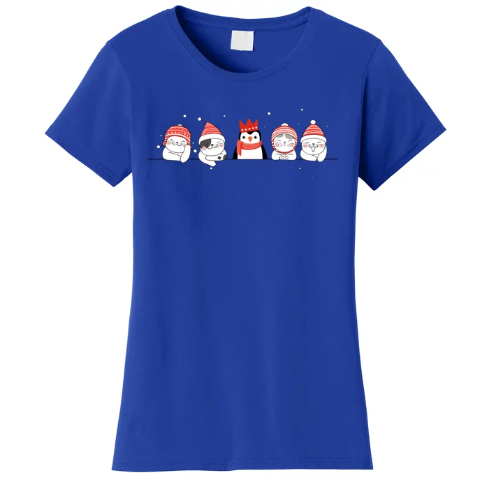 Christmas Winter Festive Penguin Cats Holiday Party Great Gift Women's T-Shirt