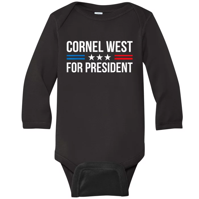 Cornel West For President 2024 Cornel West 2024 Baby Long Sleeve Bodysuit