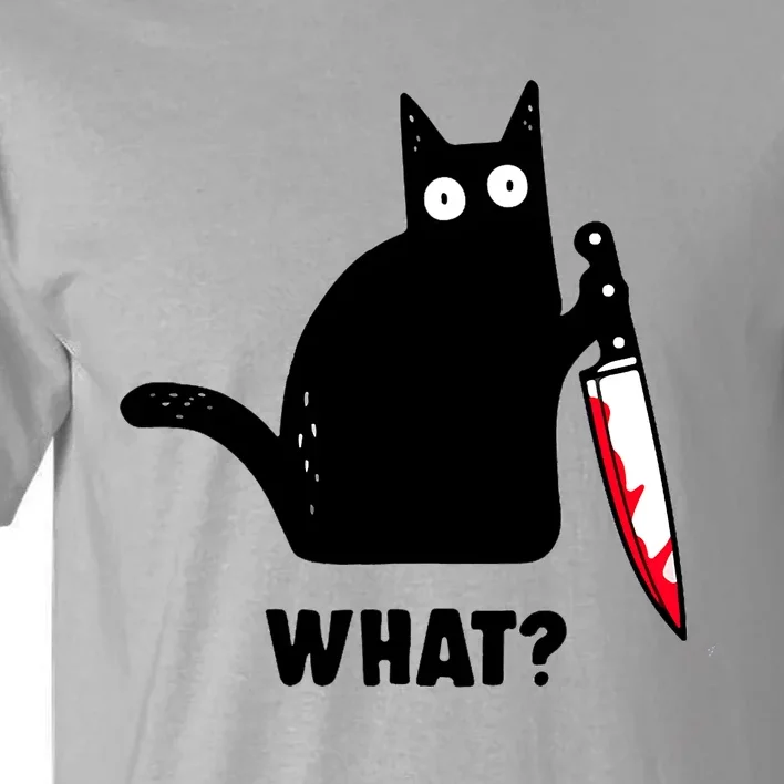 Cat What? Funny Black Cat Shirts Murderous Cat With Knife Tall T-Shirt