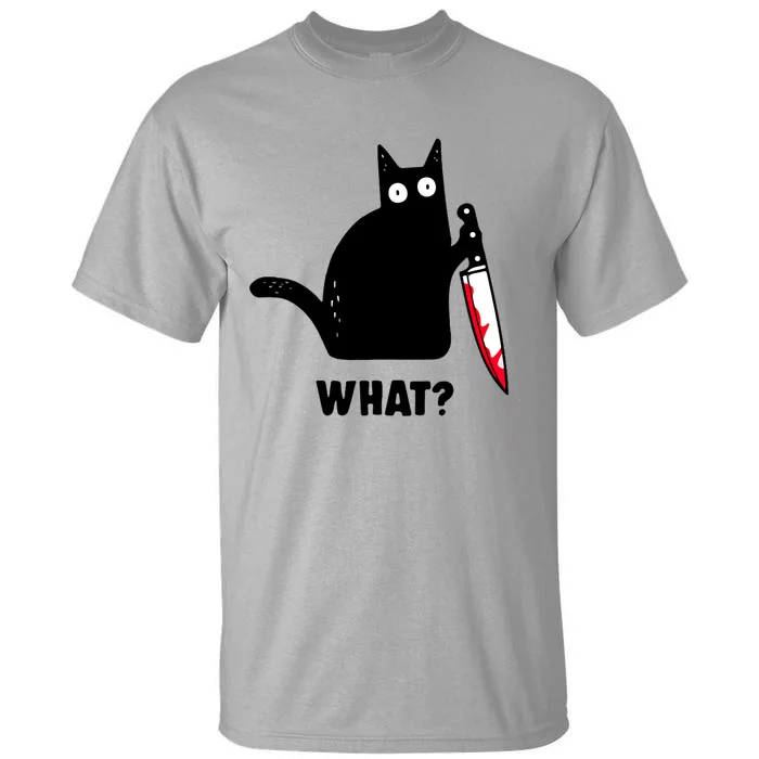 Cat What? Funny Black Cat Shirts Murderous Cat With Knife Tall T-Shirt