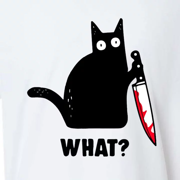 Cat What? Funny Black Cat Shirts Murderous Cat With Knife Sueded Cloud Jersey T-Shirt