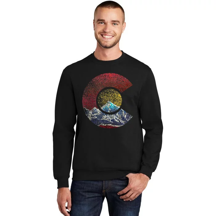 Colorado With Flag Themed Mountain Tall Sweatshirt