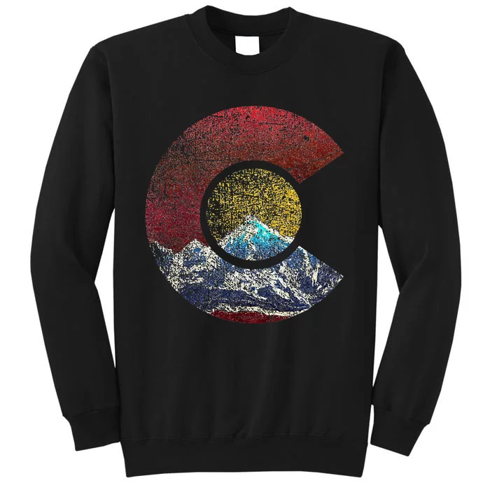 Colorado With Flag Themed Mountain Tall Sweatshirt