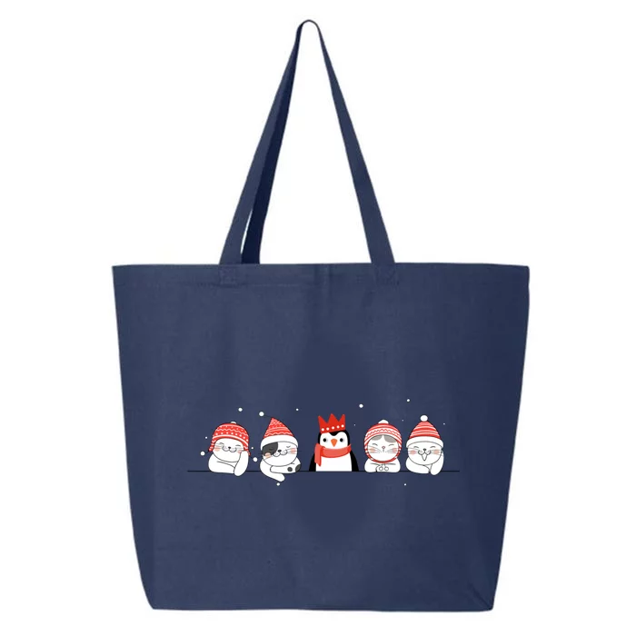 Christmas Winter Festive Penguin Cats Holiday Party Funny Gift 25L Jumbo Tote