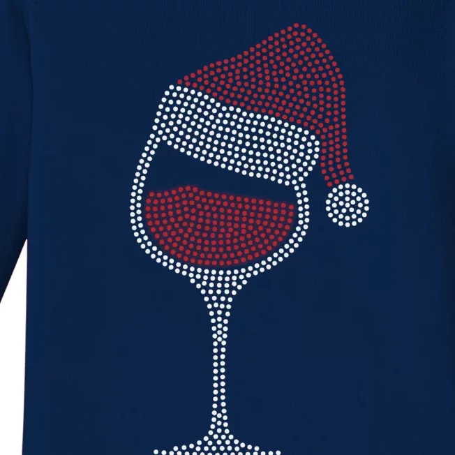 Christmas Wine Glass Gift Wine Glasses Santa Hat Funny Gift Baby Long Sleeve Bodysuit