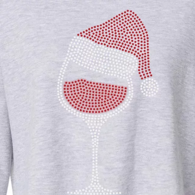 Christmas Wine Glass Gift Wine Glasses Santa Hat Funny Gift Cropped Pullover Crew