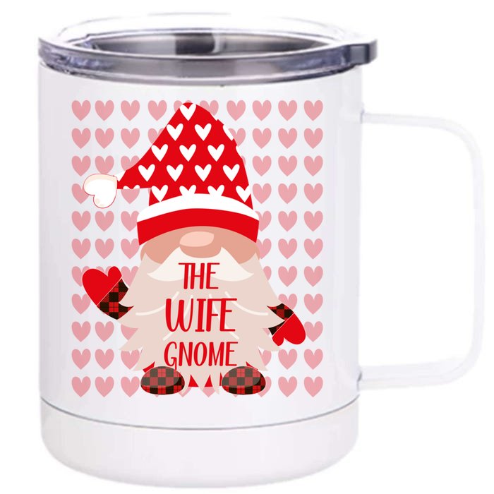 Cute Wife Gnome Family Matching Valentine's Day Costume Tee Gift Front & Back 12oz Stainless Steel Tumbler Cup