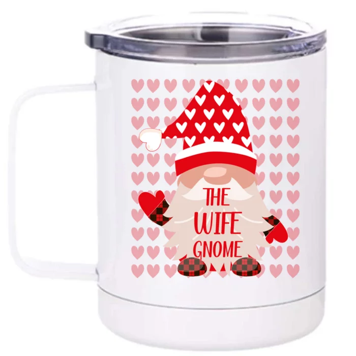 Cute Wife Gnome Family Matching Valentine's Day Costume Tee Gift Front & Back 12oz Stainless Steel Tumbler Cup