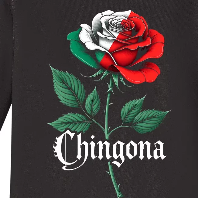 Chingona Women Girl Mexico Mexican Independence Day Flag Baby Long Sleeve Bodysuit