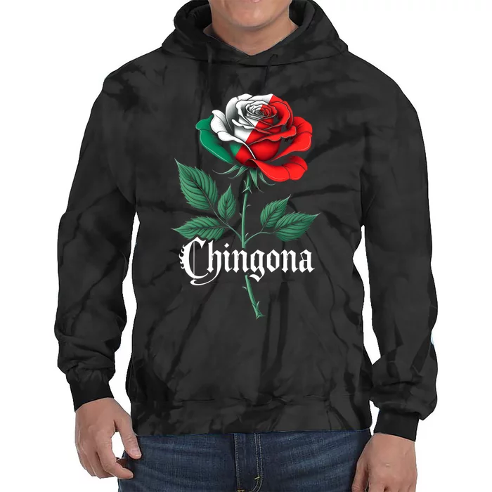 Chingona Women Girl Mexico Mexican Independence Day Flag Tie Dye Hoodie