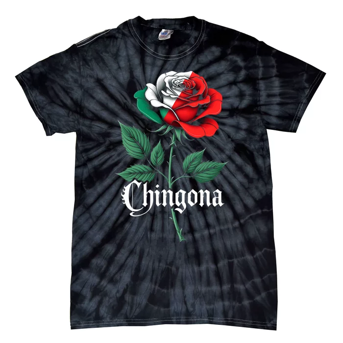 Chingona Women Girl Mexico Mexican Independence Day Flag Tie-Dye T-Shirt