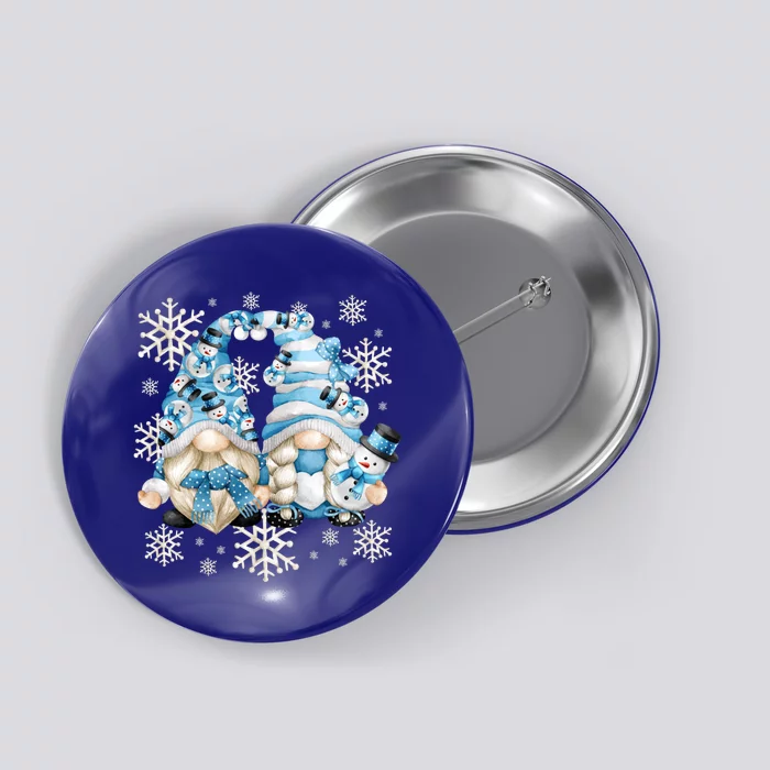 Cute Winter Gnome Gift Funny Snow Decor With Snowflakes Funny Gift Button