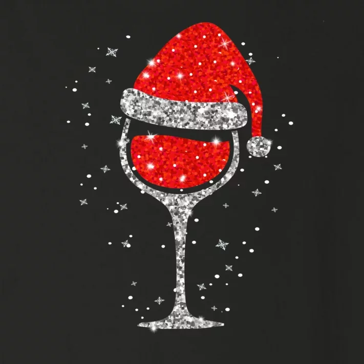 Christmas Wine Glass Snowflakes Santa Hat Red Wine Toddler Long Sleeve Shirt