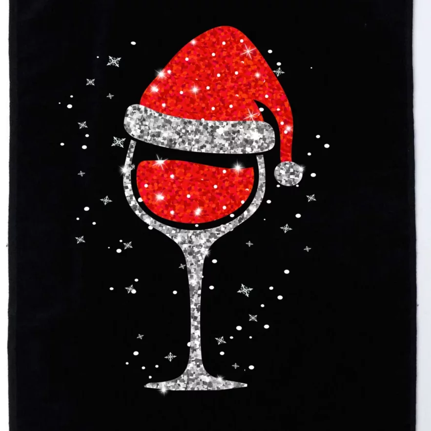 Christmas Wine Glass Snowflakes Santa Hat Red Wine Platinum Collection Golf Towel