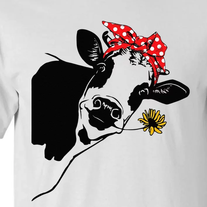 Cute Women Girl Heifer Cow With Bandana Headband And Glasses Tall T-Shirt