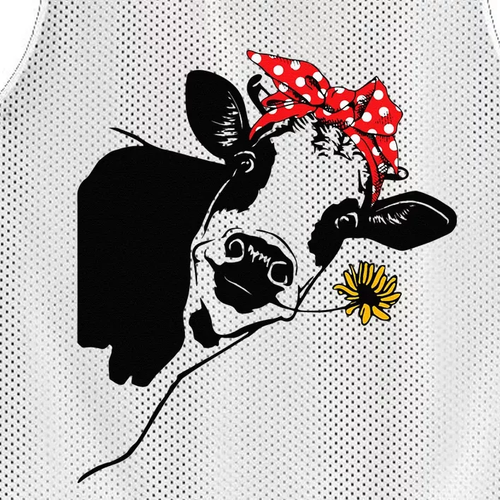 Cute Women Girl Heifer Cow With Bandana Headband And Glasses Mesh Reversible Basketball Jersey Tank