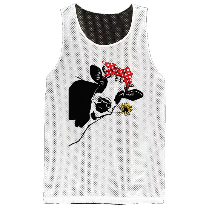 Cute Women Girl Heifer Cow With Bandana Headband And Glasses Mesh Reversible Basketball Jersey Tank