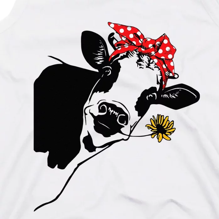 Cute Women Girl Heifer Cow With Bandana Headband And Glasses Tank Top