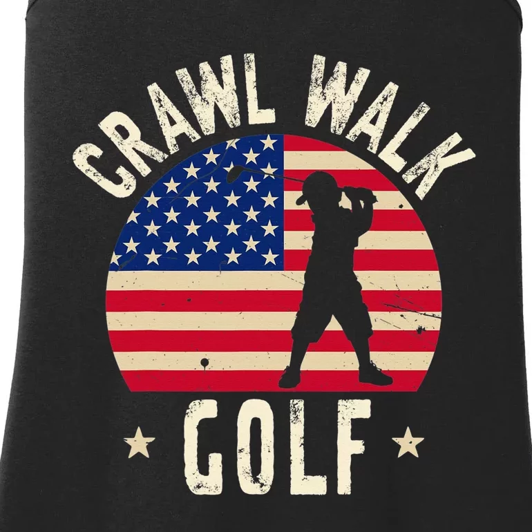 Crawl Walk Golf Golfer Saying Golfing Slogan Ladies Essential Tank