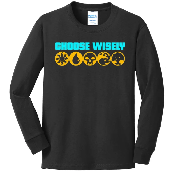 Choose Wisely Gamer Mana Symbols Gathering Magic Kids Long Sleeve Shirt