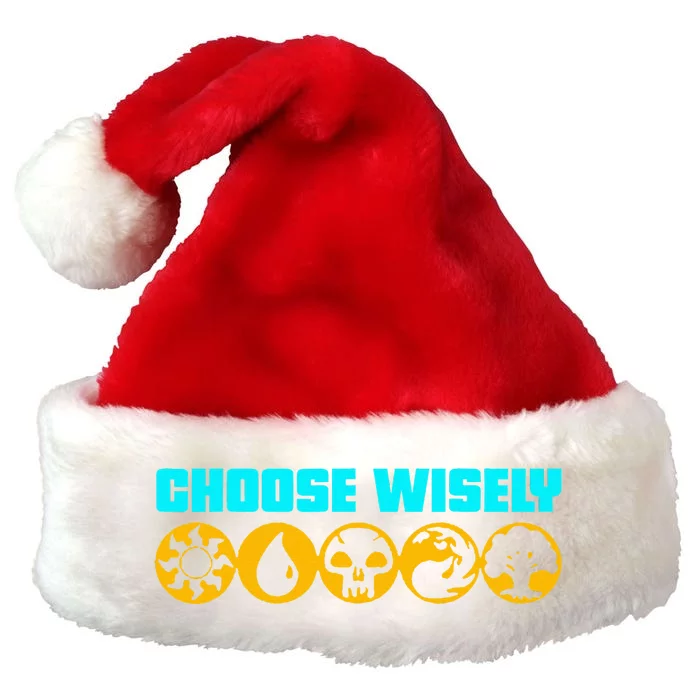 Choose Wisely Gamer Mana Symbols Gathering Magic Premium Christmas Santa Hat