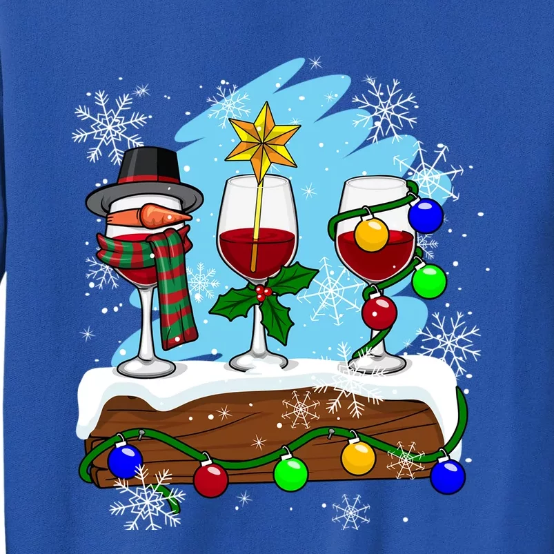 Christmas Wine Glasses Santa Snow Lights Mistletoe Star Gift Sweatshirt