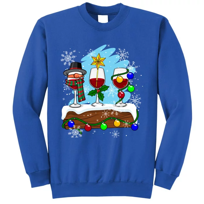 Christmas Wine Glasses Santa Snow Lights Mistletoe Star Gift Sweatshirt