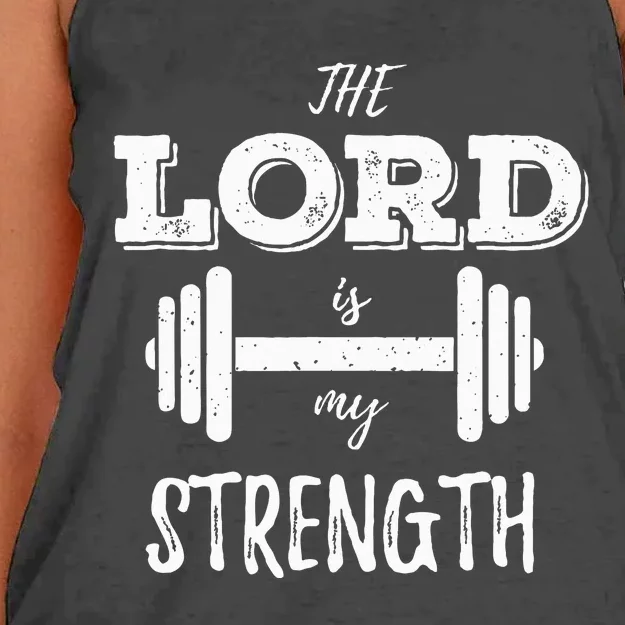 Christian Workout Gym Lord Is My Strength Women's Knotted Racerback Tank