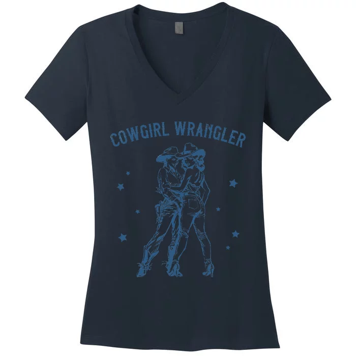 Cow Wrangler Gay Cow Lesbian Femme Lesbian Pride Women's V-Neck T-Shirt